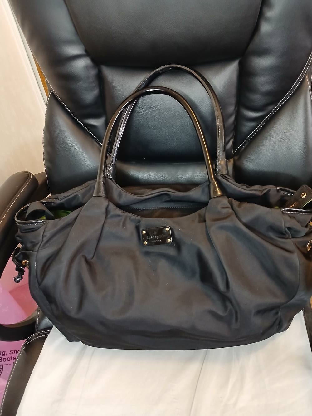 Kate Spade XL Black Nylon Diaper Bag With Matching Changing Pad